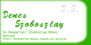 denes szoboszlay business card